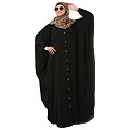 Front open Kaftan with fashionable buttons- Black